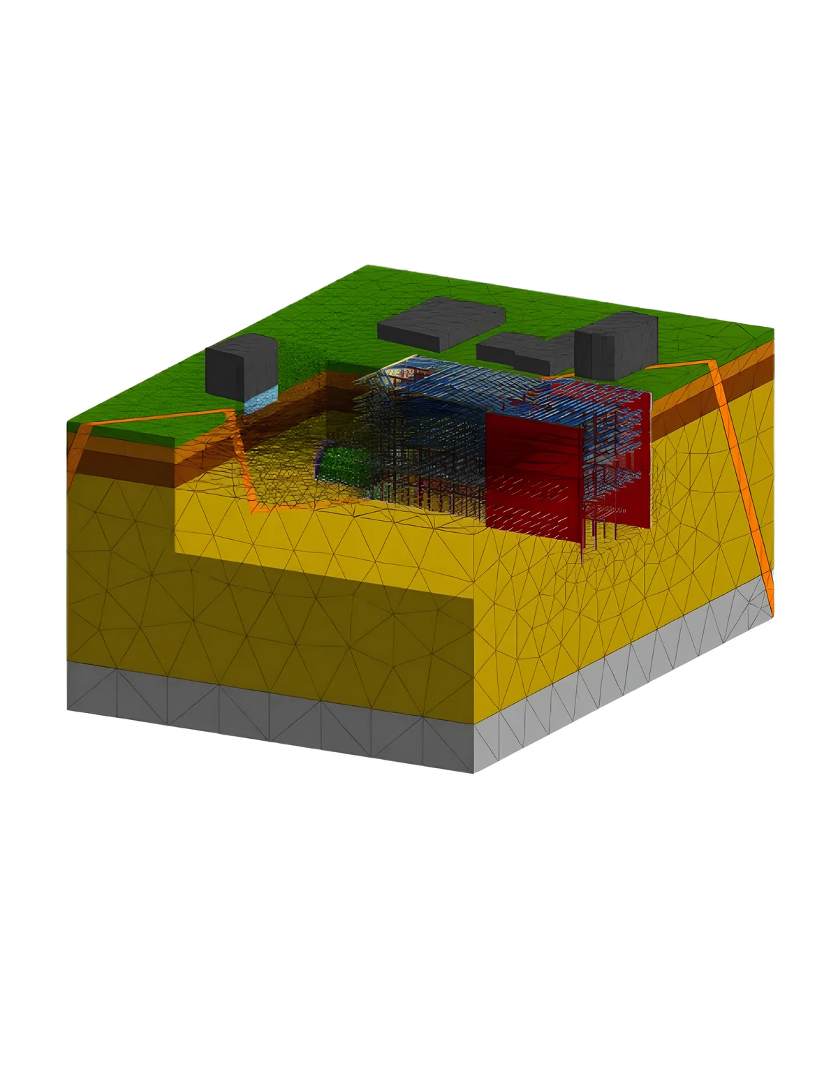 3D analýza fází výstavby tunelového propojení