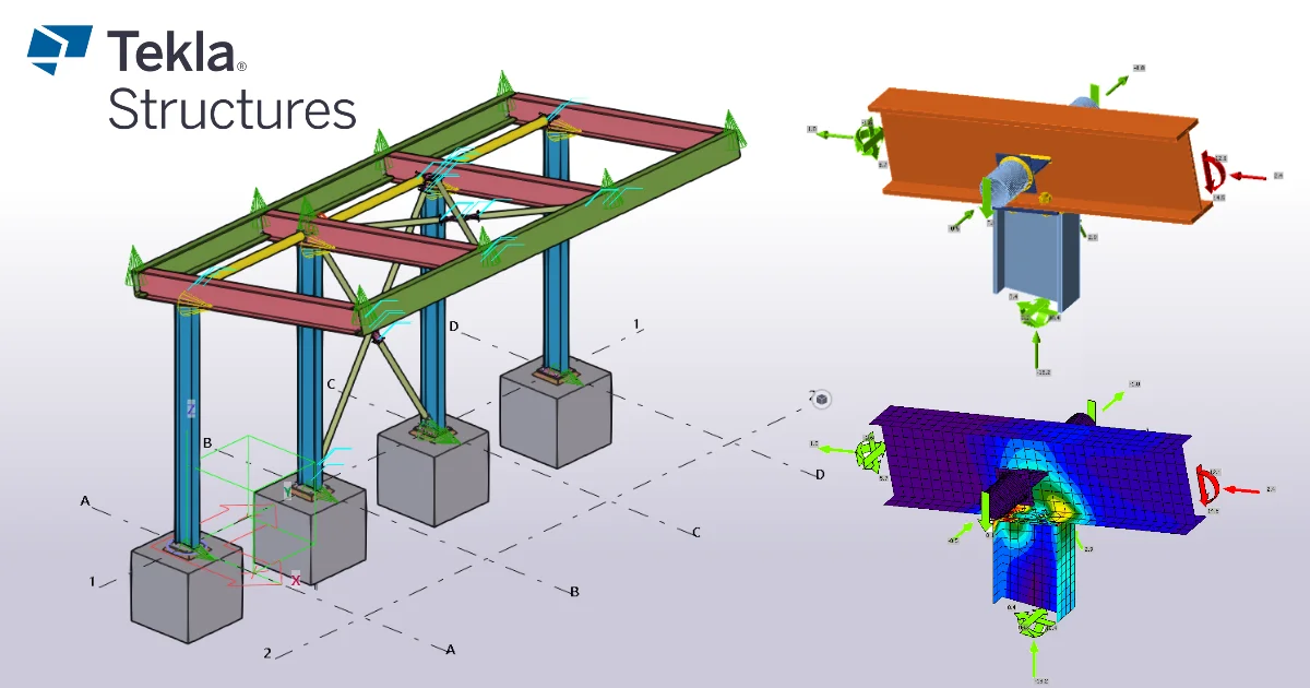 Calculation of the connection in structural steel model, using the BIM link between Tekla Structures and IDEA StatiCa. Modeled according to EN design code. IDEA StatiCa Connection.