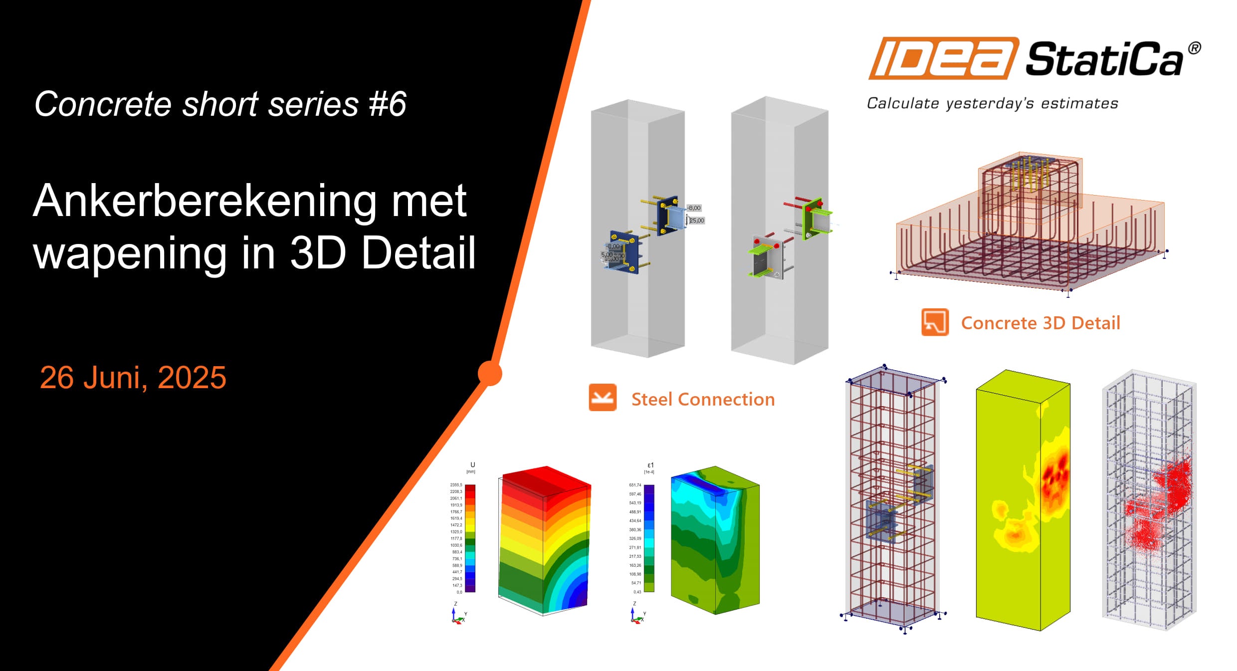Ankerberekening met wapening in IDEA StatiCa 3D Detail