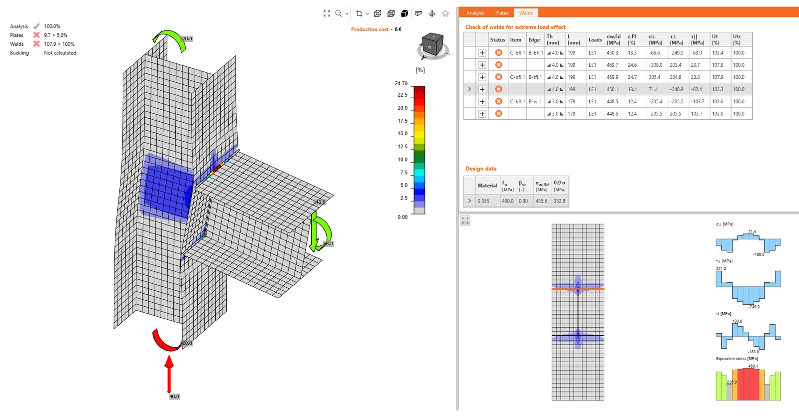 Welds - autodesign, input, warnings, visualization