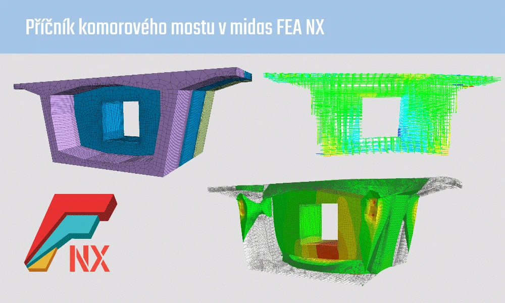 Příčník komorového mostu v midas FEA NX