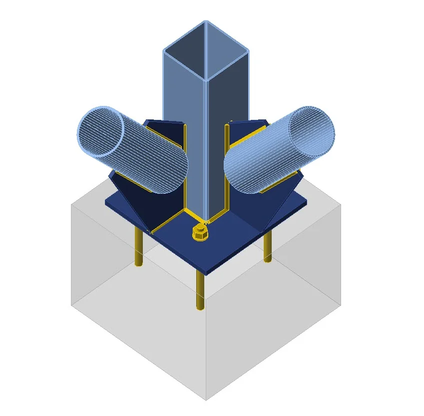 Platine de base et boulons d'ancrage