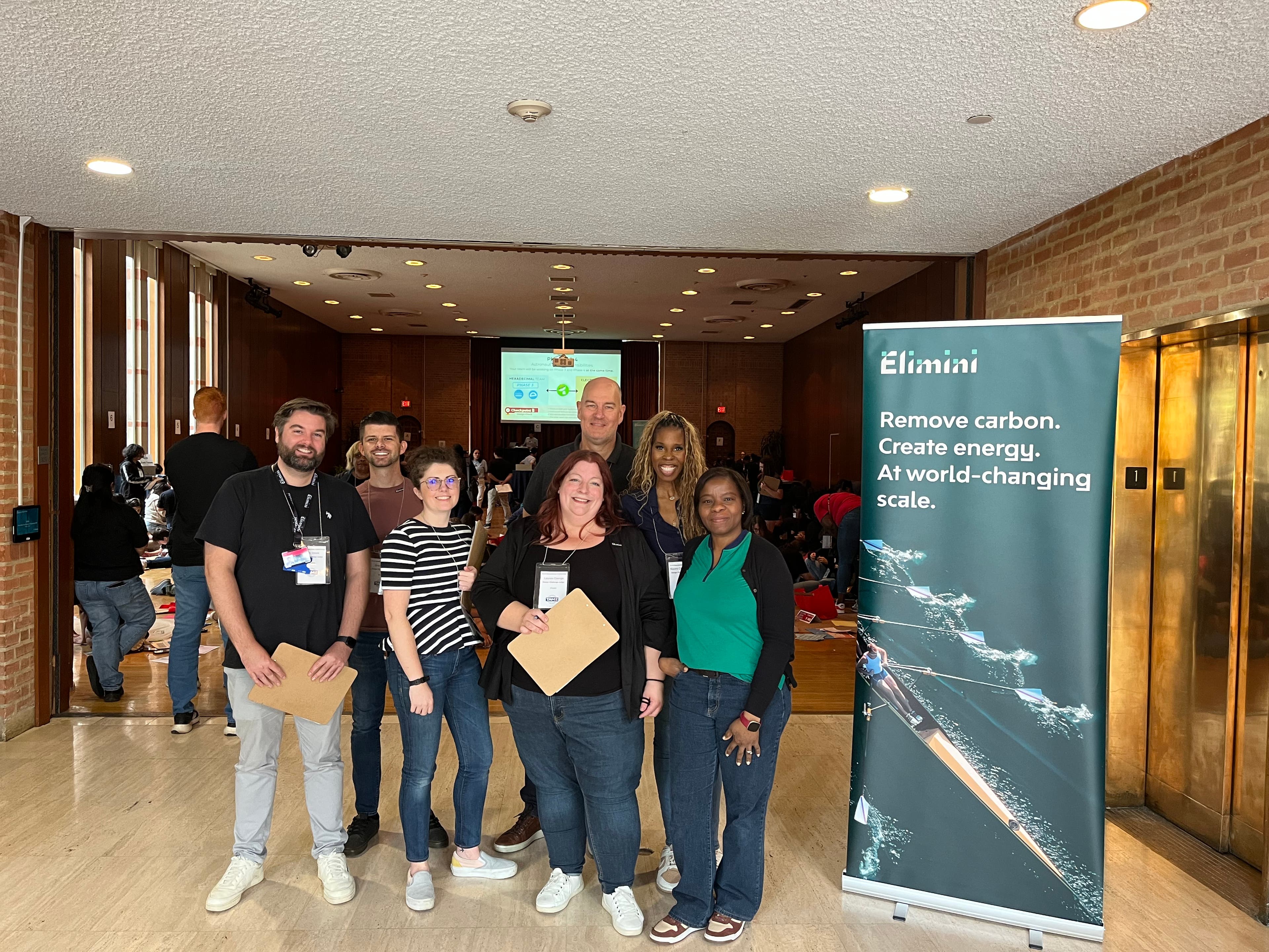 Elimini employees volunteered to help facilitate the 2025 TAME State Engineering Competition in Houston by serving as team mentors and judges.
