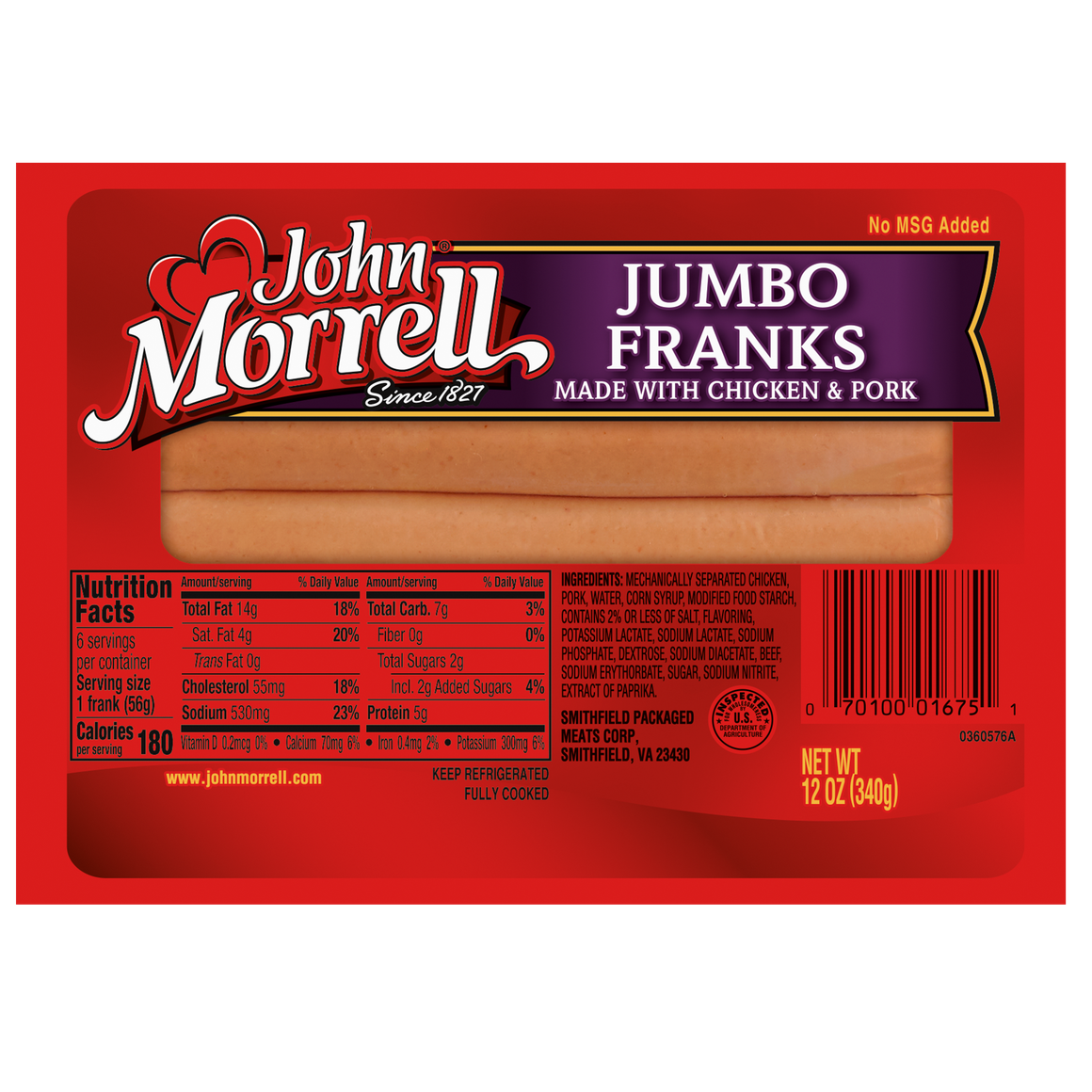 Jumbo Franks made with Chicken and Pork - 12 oz.