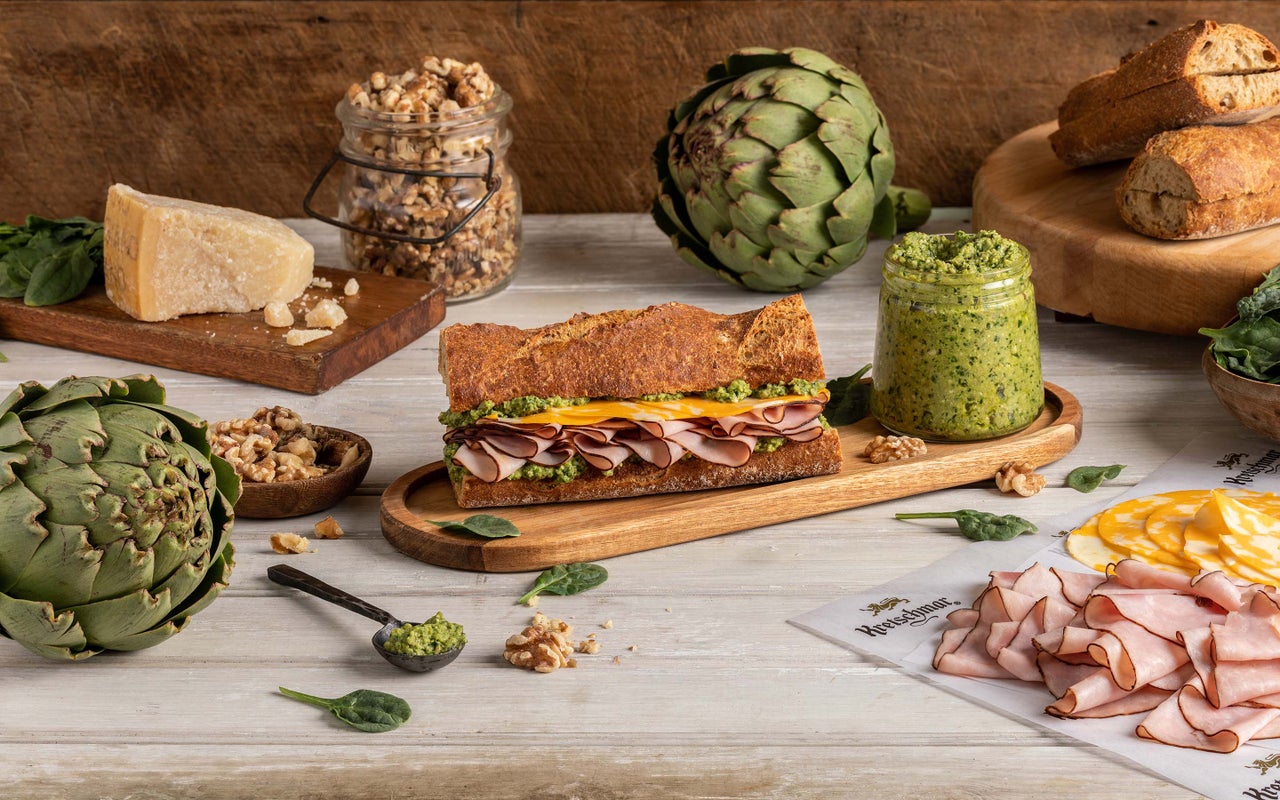 Artichoke Pesto and Black Forest Ham Baguette Sandwich, image size:1280x800
