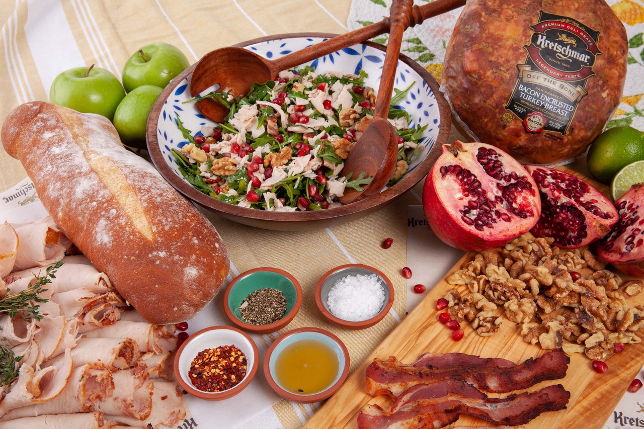 Bacon Encrusted Turkey, Pomegranate and Walnut Salad | Kretschmar