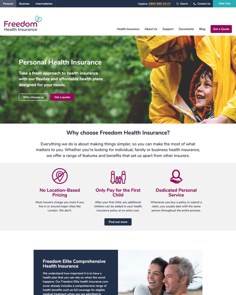 Freedom Health Insurance site Design & Build i3 Digital Case Study