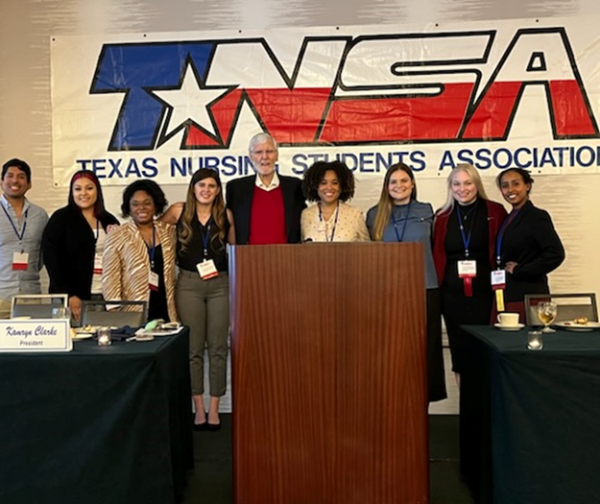 Earl Young with nursing students at Texas Nursing Students Association