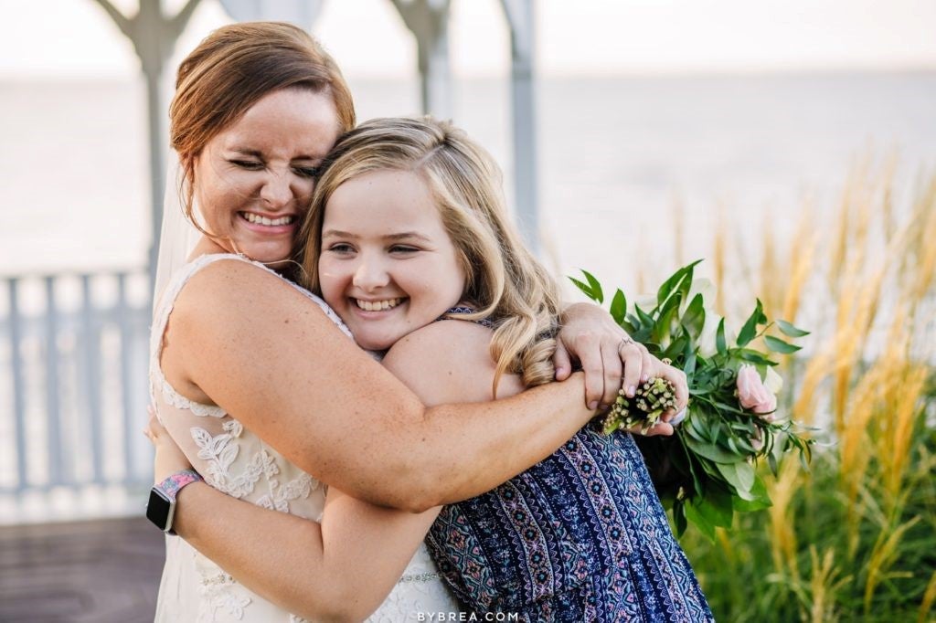 Sarah Aiken and Patient DKMS hug