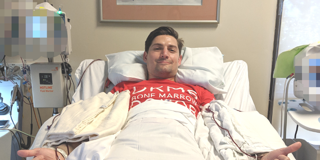 Chris donates via peripheral blood stem cell donation