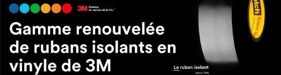 texte sur l'image: gamme renouvelée de rubans isolants en vinyle de 3M.