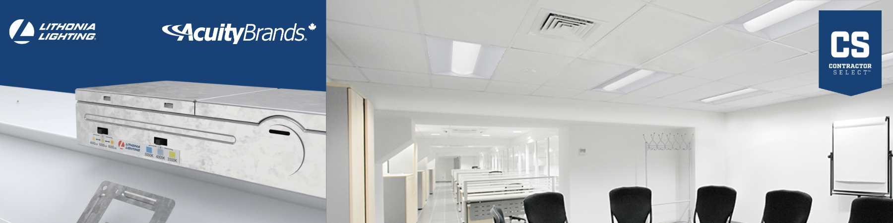 photo d'un bureau équipé avec lithonia lighting