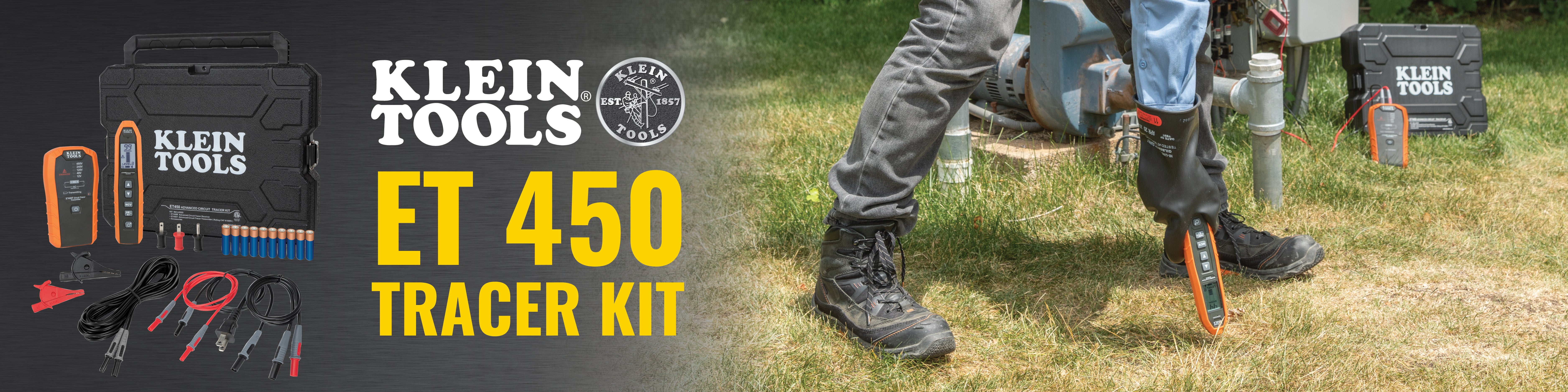 Ensemble de détecteur de circuit avancé ET450 en train d'être utilisé sur une surface au sol