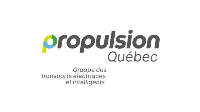 Logo de Propulsion Québec - grappe des transports électriques et intelligentes sur fond blanc