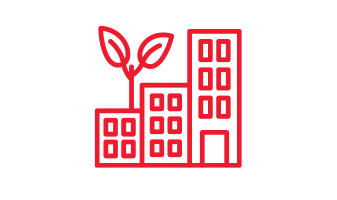 Icône rouge de plusieurs bâtiments