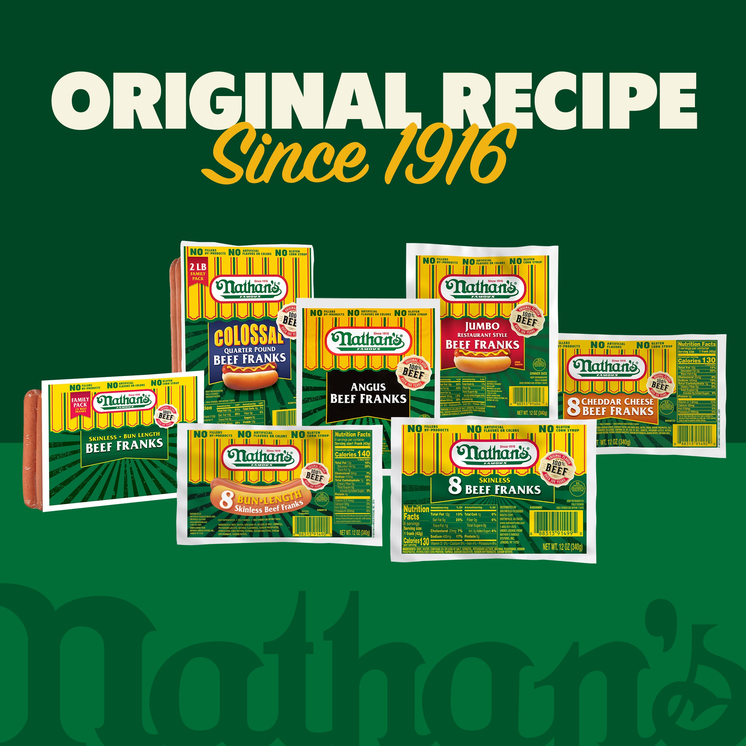 Jumbo Restaurant Style Beef Franks - 5 Pack | Nathans