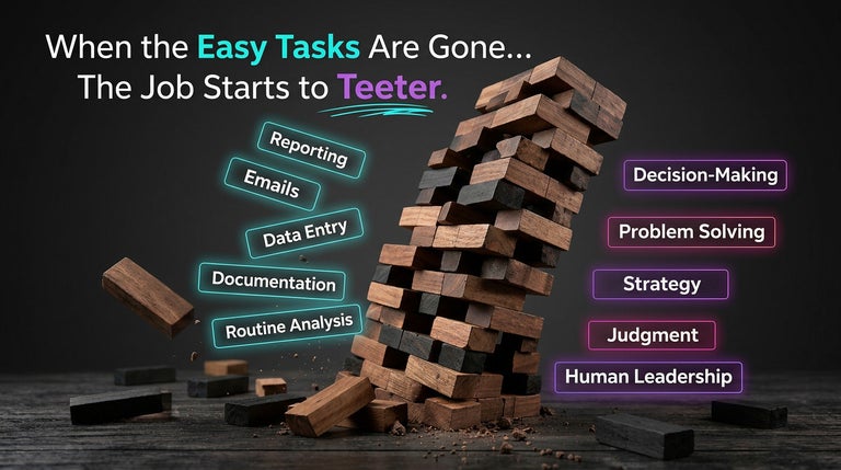 Easy jobs are gone because of AI, teetering jenga. 