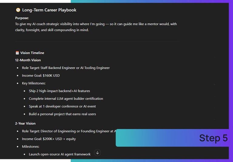 Building an Ai coach with ChatGPT, step 5. 