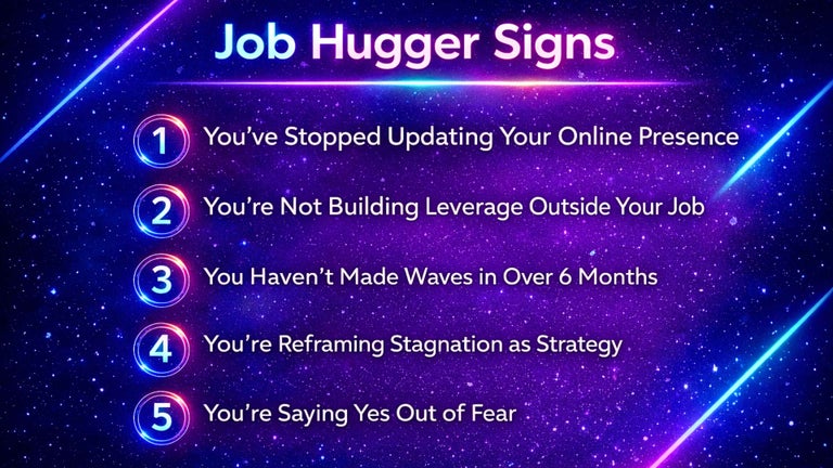 Job Hugger Signs infographic list. 