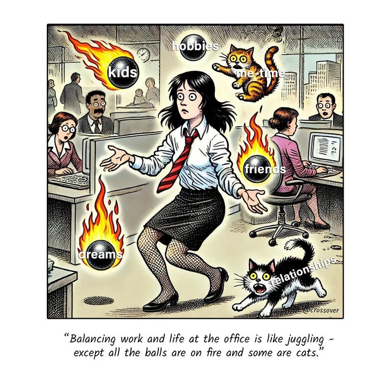 @crossover remote work comics and cartoons #21: Work life balance.
