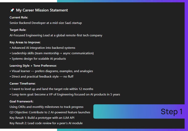 Building an AI coach in Chatgpt, step 1.