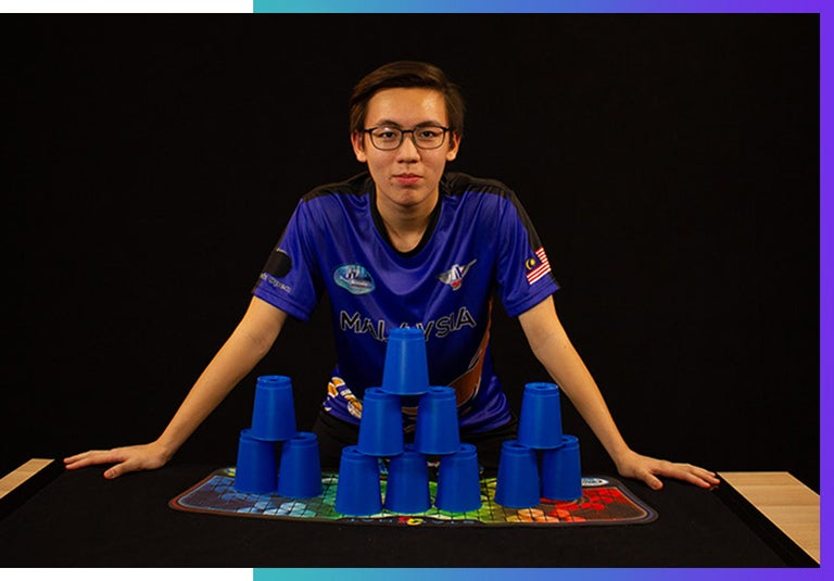 Chan Keng Ian world champion sport stacker. 