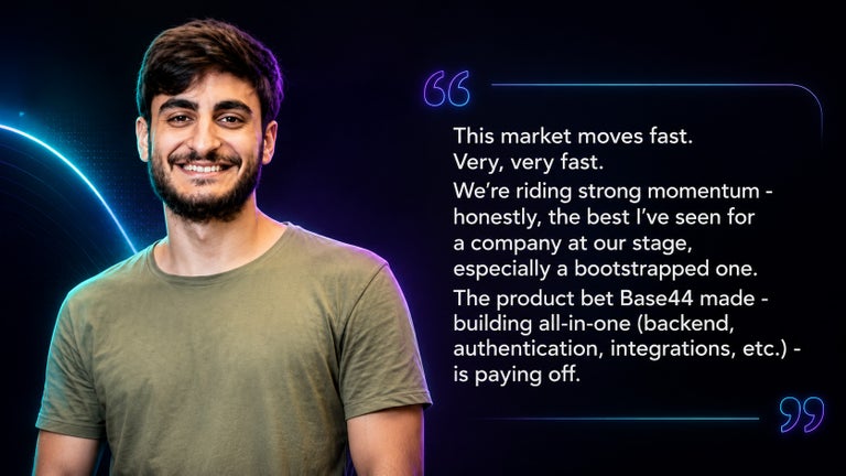 Maor Shlomo quote on Base44. 