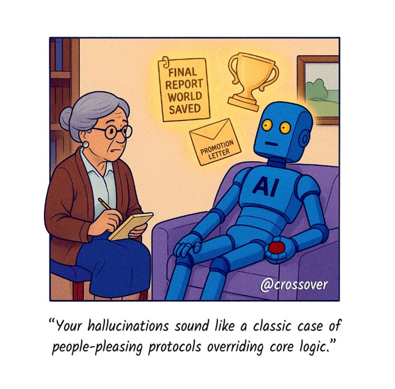 @crossover remote work comics and cartoons #45: AI sycophant. 