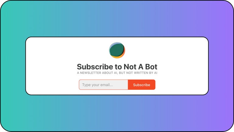Newsletter #8: Not A Bot subscription page.