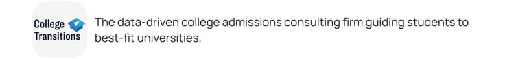 The data-driven college admissions consulting firm guiding students to best-fit universities.