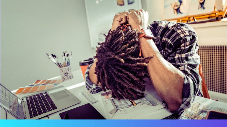 Man overwhelmed with workslop. 