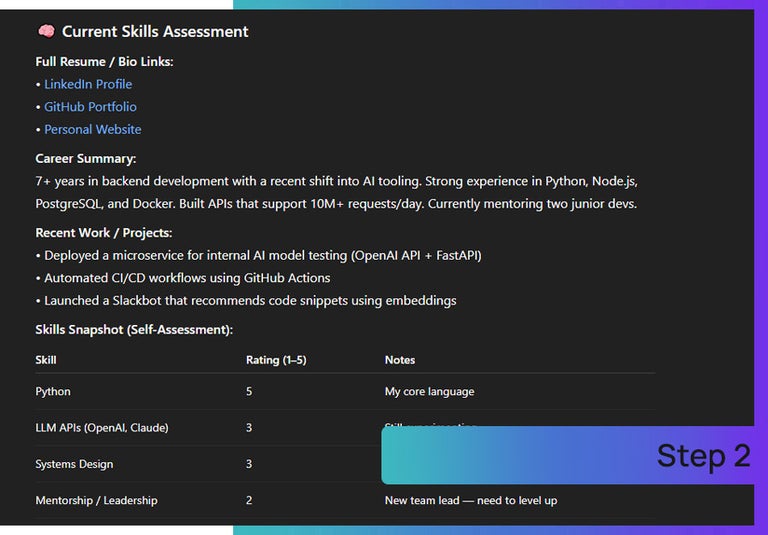 Building an Ai coach in ChatGPT, step 2.