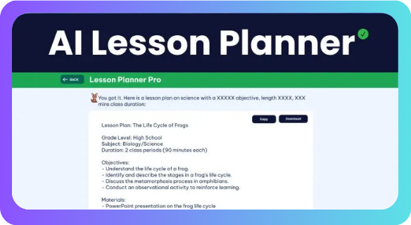 Kangaroos AI’s AI-powered lesson planner interface.