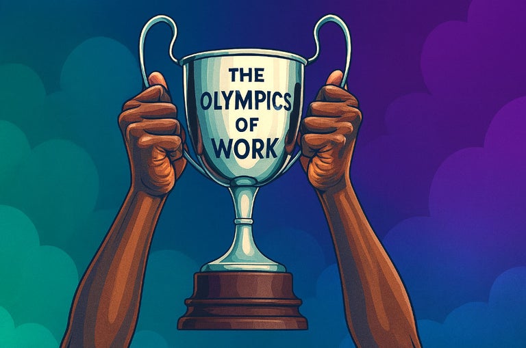 A person holding a trophy