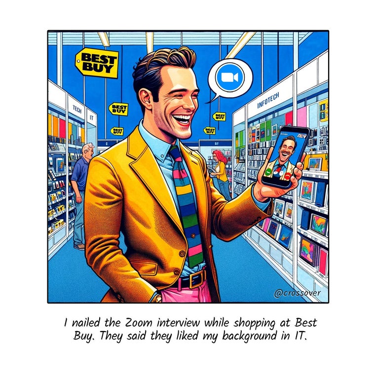 @crossover remote work comics and cartoons #36: Background in IT.