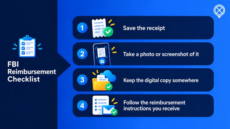 FBI Reimbursement checklist infographic. 