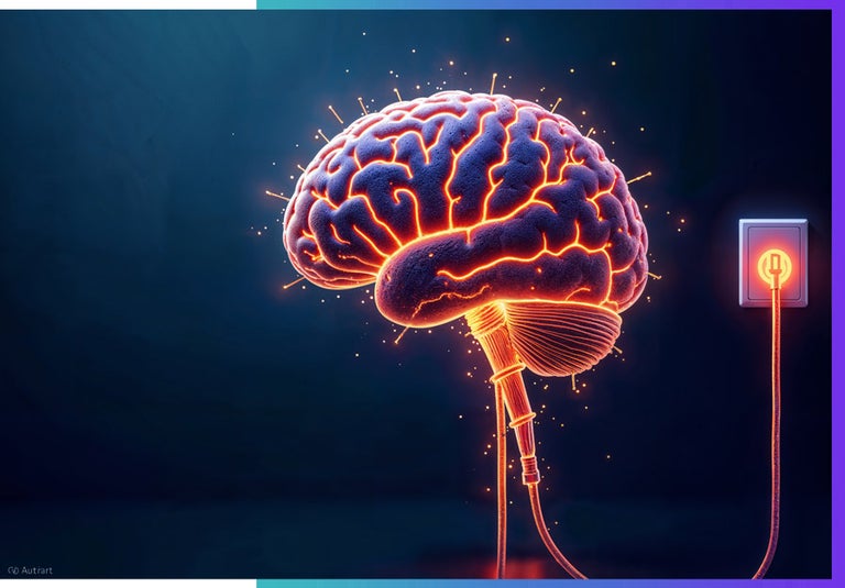 A brain with glowing lines