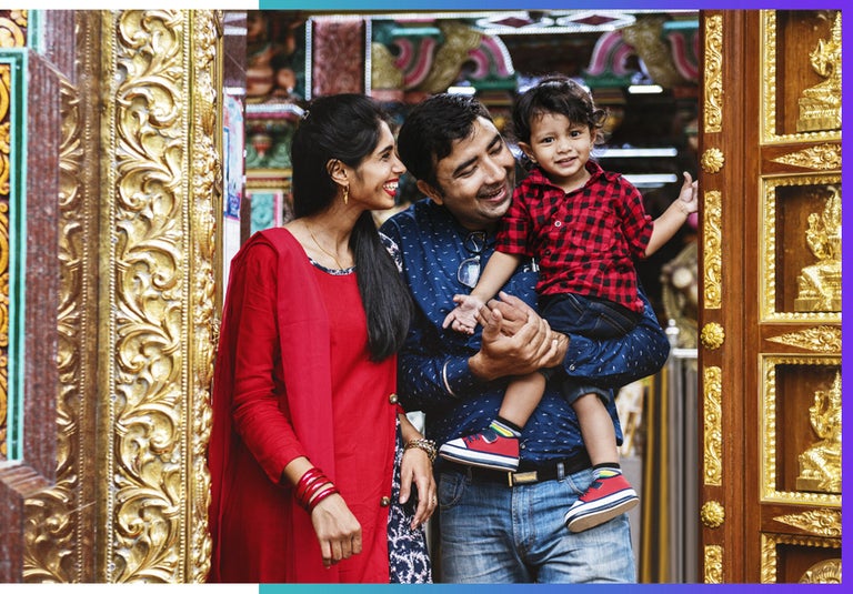 A happy Indian family spends time together. 