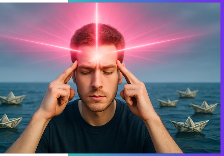 A man with his hands on his temples