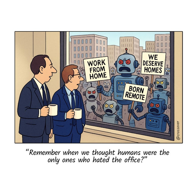 @crossover remote work comics and cartoons #15: AI hates the office. 