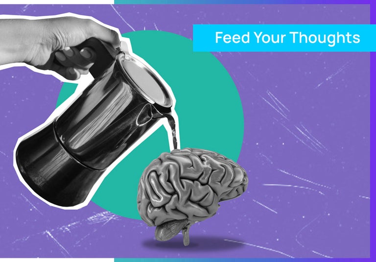 A hand pouring liquid into a human brain