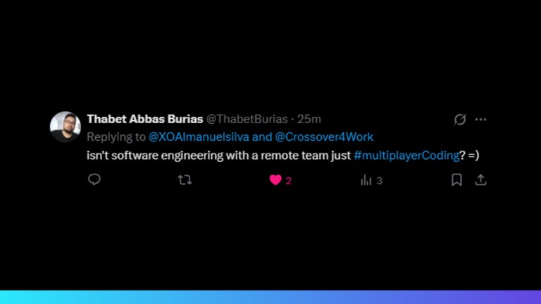 X post from Thabet Abbas Burias on multiplayer coding. 