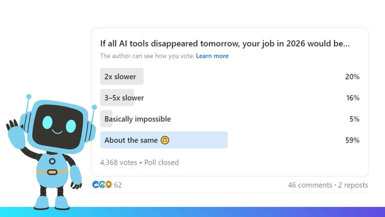 Crossover LinkedIn poll, if all Ai tools disappeared your job in 2026 would be...