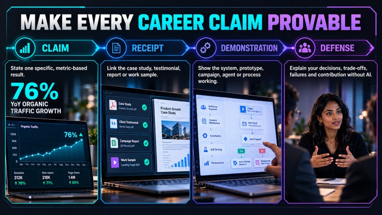 Make every career claim provable infographic. 