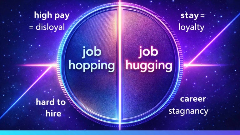 Job hopping and job hugging image.