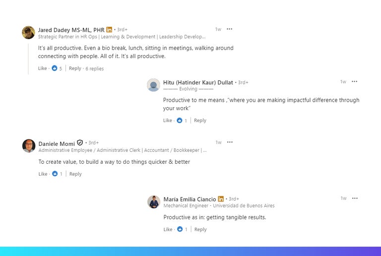 productivity opinions from community on linkedin.