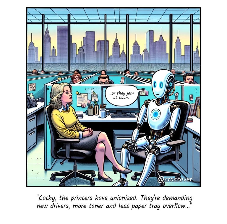 @crossover remote work comics and cartoons #19: AI demands. 
