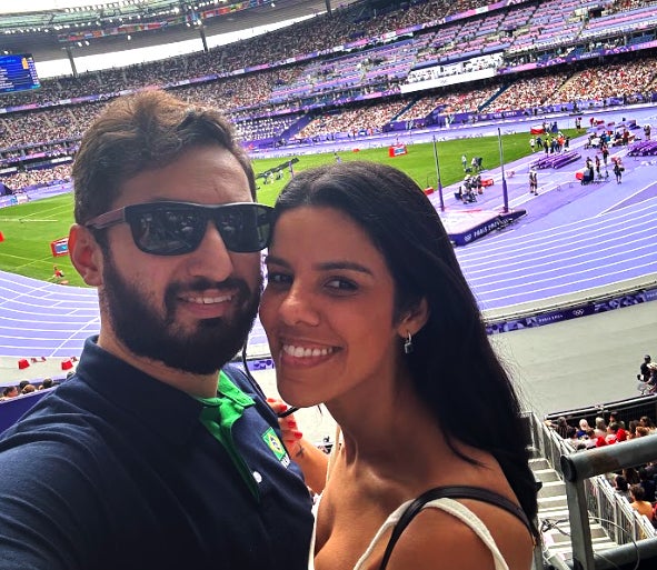Jose Monteiro and his wife at the Paris Olympics. 