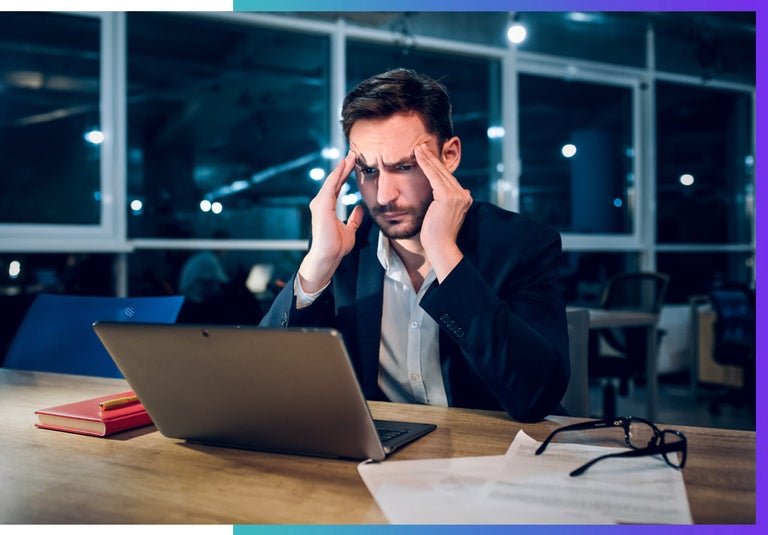 Will Ai take his job? Stressed man wonders. 