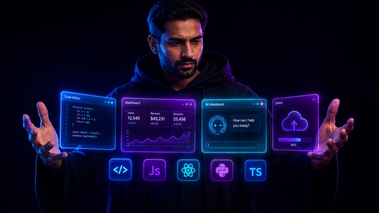 A man vibe coding AI apps. 